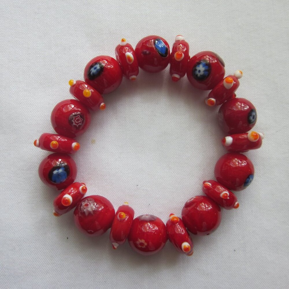 Red Glass Beaded Bracelet